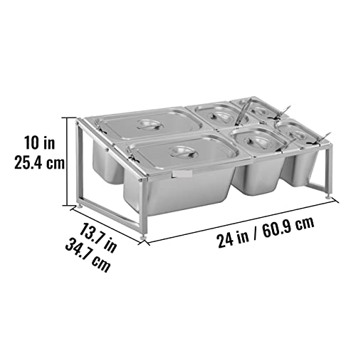 Commercial Spice Rack Gewürz Organizer 2-10Pans Edelstahl Home Expandable Regal Food Inhaltsstoffe Suppenbehälter,Stabilere Arbeitsplätze(6Pans 18.6L 2-Tier) von MINING