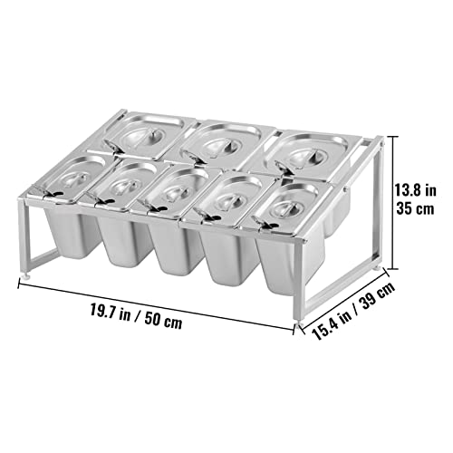Commercial Spice Rack Gewürz Organizer 2-10Pans Edelstahl Home Expandable Regal Food Inhaltsstoffe Suppenbehälter,Stabilere Arbeitsplätze(8Pans 15L 2-Tier) von MINING