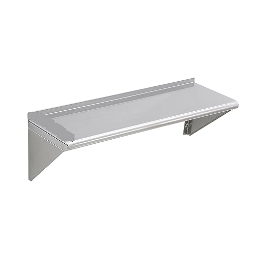 Edelstahlregal, an der Wand montiertes schwebendes Regal mit Halterungen, robustes Lagerregal for Restaurant, Bar, Zuhause,Hervorragende Stabilität(12x36 in) von MINING