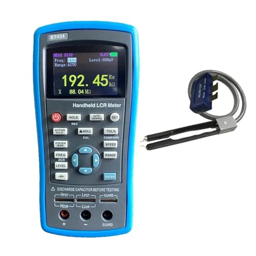 Elektronischer Lasttester, ET431 Handheld Digital Brid Hochpräzises Induktivitäts-, Kapazitäts- und Widerstandsmessrät LCR-Farbbildschirm Multifunktions-DCR-Funktion(With SMD clips) von MINING
