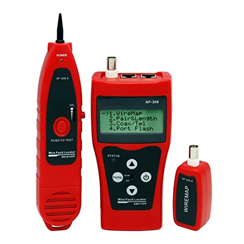 Fasertester, NF-308. Messen Sie das Netzwerk Lan Kabellänge Kabelkontinuitätstest Wire Tracker BNC RJ45 RJ11. Ethernet-Kabel-Tester-Überwachung,Multifunktion(NF-308-red) von MINING