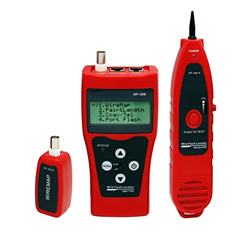 Fasertester, Netzwerküberwachungskabelprüfgerät LCD Drahtfehler-Locator. Lan Messen Sie das Netzwerk Coacial. BNC USB RJ45 RJ11 Rote Farbe NF-308,Multifunktion(Blue) von MINING