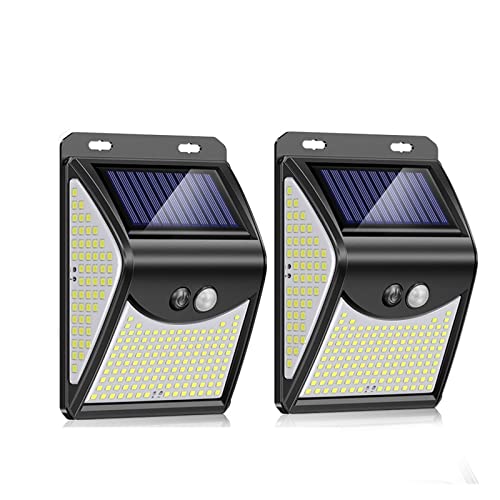 Flutlicht, 244 222 LED Solarlicht im Freien Solarlampe mit Bewegungssensor Solar angetriebene Sonnenlicht -Scheinwerfer for Gartendekoration(2 pcs-244LEDs-4Modes) von MINING