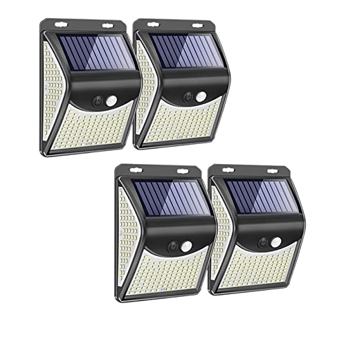Flutlicht, 244 222 LED Solarlicht im Freien Solarlampe mit Bewegungssensor Solar angetriebene Sonnenlicht -Scheinwerfer for Gartendekoration(4 pcs-222LEDs-4Modes) von MINING