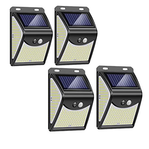 Flutlicht, 244 222 LED Solarlicht im Freien Solarlampe mit Bewegungssensor Solar angetriebene Sonnenlicht -Scheinwerfer for Gartendekoration(4 pcs-244LEDs-4Modes) von MINING
