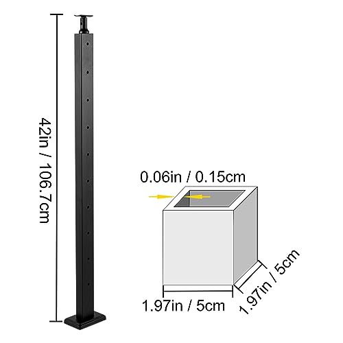 Kabelschienenpfosten, ebenerdig, Treppenpfosten, gebürsteter Edelstahl, DIY-Pfostendeck, Treppengeländer-Set mit Halterung,Hervorragende Stabilität(BL-HOLE 106.7x5x5) von MINING