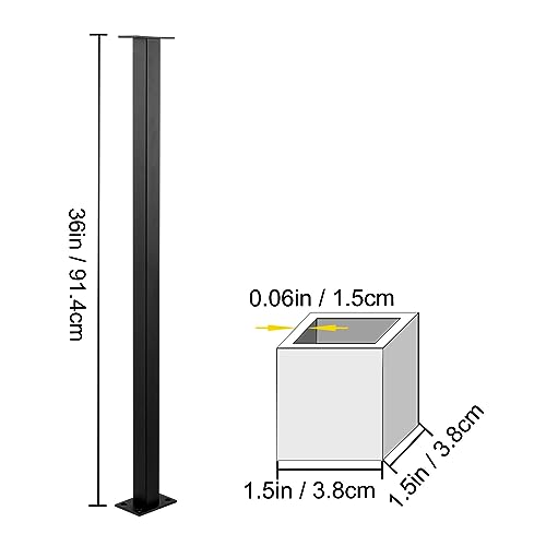 Kabelschienenpfosten, ebenerdig, Treppenpfosten, gebürsteter Edelstahl, DIY-Pfostendeck, Treppengeländer-Set mit Halterung,Hervorragende Stabilität(BL-NO 91.4x3.8x3.8) von MINING