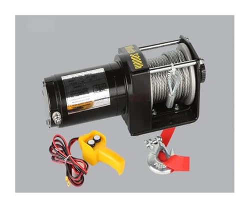 Kabeltrommeln, 2000lb-3000lb 12V 24V Tragbare Elektrische Winde Auto Lkw Auto Bar Anhänr Hand Werkzeug Puller Stahl Draht Seil,Extrem langlebig(50010055 3000LB 12V) von MINING