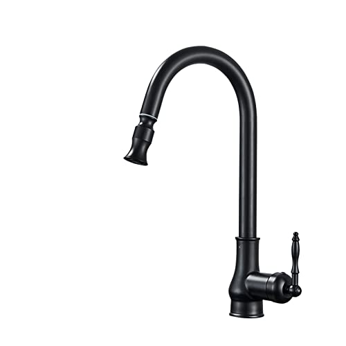 Küchenarmatur für die Spüle, Antike Messing Küchenarmatur ausziehen Küchenspüle Wasserhahn Eingriff Wasserhahn 360 Dreh Küchenkabel Heißer Kaltwassermixer Kran(Black A Sensor) von MINING