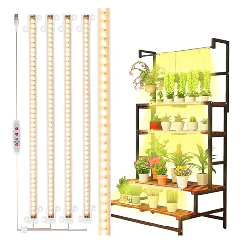 Pflanzenlampen, 1/2/3/4 LED-Wachstumslichtstreifen for Innenräume, Pflanzen, USB-Voll-Phyto-Lampe, dimmbar, Timer, Sämlinge, Gemüse, Blumen-Wachstumslampe(50CM(One Tows Three)) von MINING