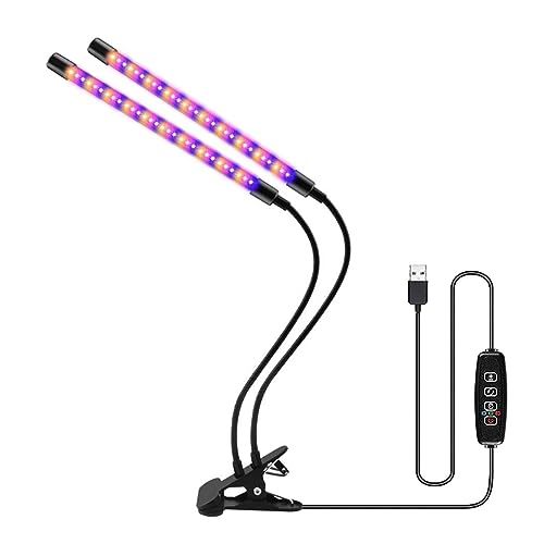 Pflanzenlampen, 30-150 LED USB-Wachstumslicht Phytolampe for Pflanzen mit Steuerung Vollspektrumlichter Home Flower Seedling Clip Phytolampe(2 Head USB-60LED) von MINING