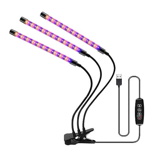 Pflanzenlampen, 30-150 LED USB-Wachstumslicht Phytolampe for Pflanzen mit Steuerung Vollspektrumlichter Home Flower Seedling Clip Phytolampe(3 Head USB-90LED) von MINING