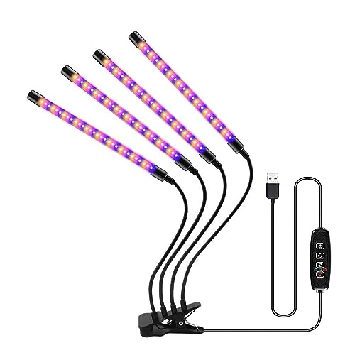 Pflanzenlampen, 30-150 LED USB-Wachstumslicht Phytolampe for Pflanzen mit Steuerung Vollspektrumlichter Home Flower Seedling Clip Phytolampe(4 Head USB-120LED) von MINING