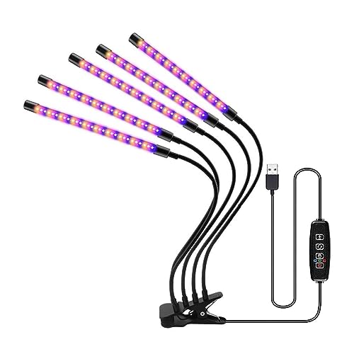 Pflanzenlampen, 30-150 LED USB-Wachstumslicht Phytolampe for Pflanzen mit Steuerung Vollspektrumlichter Home Flower Seedling Clip Phytolampe(5 Head USB-150LED) von MINING