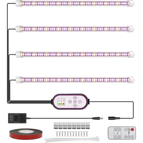 Pflanzenlampen, 4er-Pack Pflanzen-Wachstumslichtstreifen, LED-Wachstumslampe for Zimmerpflanzen, Voll-Pflanzenlichter mit automatischem Ein-/Aus-Timer, 10 dimmbar von MINING