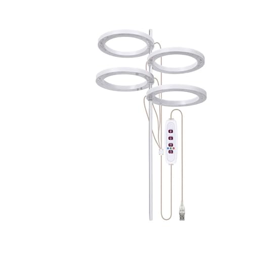 Pflanzenlampen, Ringförmis LED-Pflanzenlicht, kleines Wachstumslicht, USB-Timing-Dimmung, eignet for Zimmerpflanzen-Topf-Sukkulenten-Aquarium-Licht(Natural light,4 Light ring) von MINING