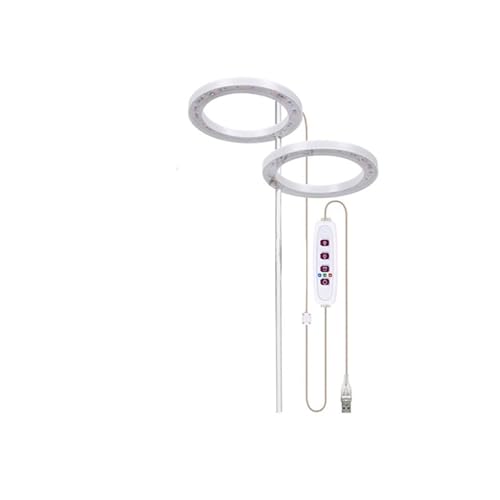 Pflanzenlampen, Ringförmis LED-Pflanzenlicht, kleines Wachstumslicht, USB-Timing-Dimmung, eignet for Zimmerpflanzen-Topf-Sukkulenten-Aquarium-Licht(Red Blue light,2 Light ring) von MINING