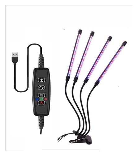 Pflanzenlampen, USB-Pflanzen-Wachstumslampe, 1–4 Köpfe, Voll-LED-Wachstumslicht mit Timer, dimmbare Phyto-Sukkulentenlampe, ergänzende Lichtlampe(4 Head USB) von MINING