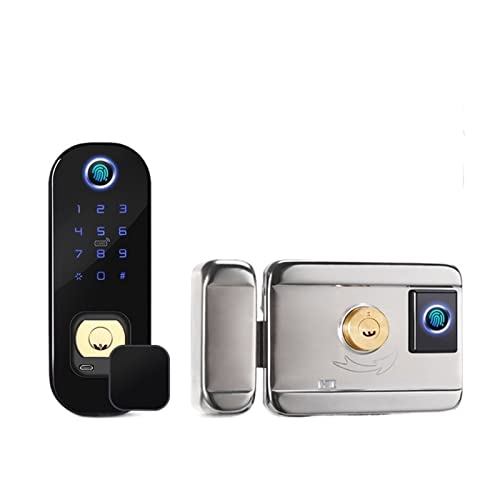 Smart Lock, Anti-Diebstahl-intelligenter schlüsselloser elektronischer Sicherheitsgriff Smart Outdoor Tuya doppelseitiges Fingerabdruck-Türschloss für die Haustür von MINING