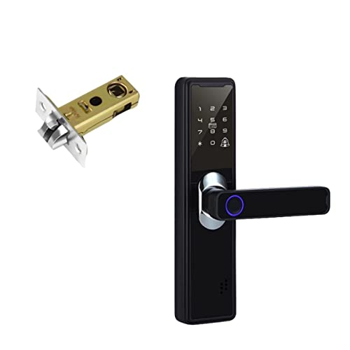 Smart Lock, Elektronisches Bluetooth-Schloss for Tuya Biometrischer Fingerabdruckgriff Tuya Smart Home Remote-Fingerabdruck-Türschloss for den Innenbereich für die Haustür(Black-50mm) von MINING