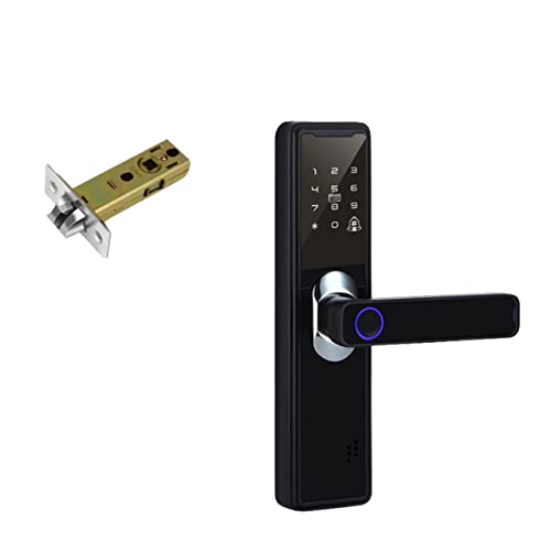 Smart Lock, Elektronisches Bluetooth-Schloss for Tuya Biometrischer Fingerabdruckgriff Tuya Smart Home Remote-Fingerabdruck-Türschloss for den Innenbereich für die Haustür(Black-60mm) von MINING