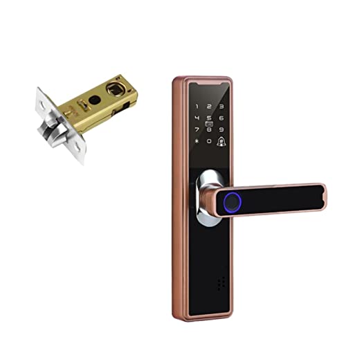Smart Lock, Elektronisches Bluetooth-Schloss for Tuya Biometrischer Fingerabdruckgriff Tuya Smart Home Remote-Fingerabdruck-Türschloss for den Innenbereich für die Haustür(Bronze-50mm) von MINING