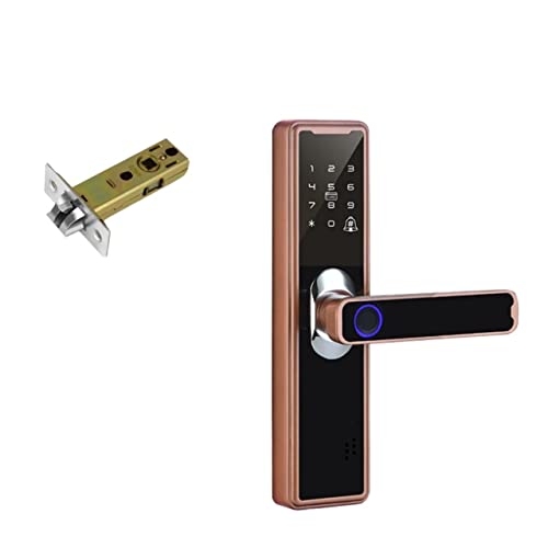 Smart Lock, Elektronisches Bluetooth-Schloss for Tuya Biometrischer Fingerabdruckgriff Tuya Smart Home Remote-Fingerabdruck-Türschloss for den Innenbereich für die Haustür(Bronze-60mm) von MINING