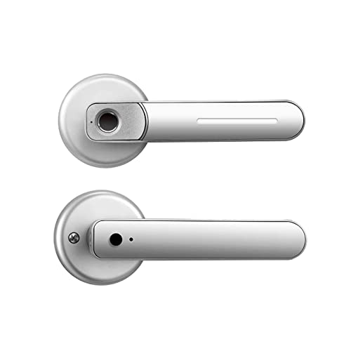 Smart Lock, Fingerabdruck-Türschloss-Griff USB wiederaufladbarer Diebstahlschutz Smart Electric Biometric Keyless Security Entry mit 2 Schlüsseln Smart Home für die Haustür(Silver) von MINING