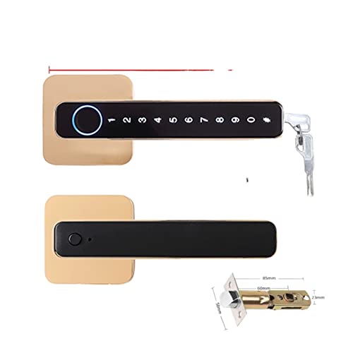 Smart Lock, Smart Door Handle Fingerabdruck-Passwort Entsperren Sie das digitale Schloss aus der Ferne Tuya App Keyless Entry for Türen Smart Electronic Lock für die Haustür(3300gold) von MINING