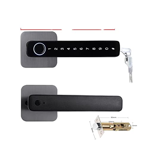 Smart Lock, Smart Door Handle Fingerabdruck-Passwort Entsperren Sie das digitale Schloss aus der Ferne Tuya App Keyless Entry for Türen Smart Electronic Lock für die Haustür(3300gun with GW) von MINING