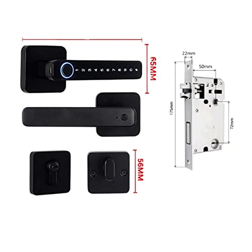 Smart Lock, Smart Door Handle Fingerabdruck-Passwort Entsperren Sie das digitale Schloss aus der Ferne Tuya App Keyless Entry for Türen Smart Electronic Lock für die Haustür(3301black with GW) von MINING