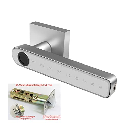Smart Lock, Smart Door Lock Fingerprint LocksTUYA App Control Biometrisches Fingerabdruck-Passwort Haushaltsgriff Elektrische Türschlösser für die Haustür(Tuya silver) von MINING