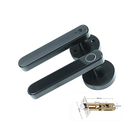 Smart Lock, Tuya Digital Electronic Smart Door Lock Biometrischer Fingerabdruck-Türgriff Keyless Digital Password Smart Home für die Haustür(Black and Gateway) von MINING