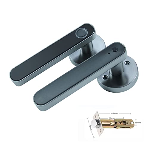 Smart Lock, Tuya Digital Electronic Smart Door Lock Biometrischer Fingerabdruck-Türgriff Keyless Digital Password Smart Home für die Haustür(Grey and Gateway) von MINING