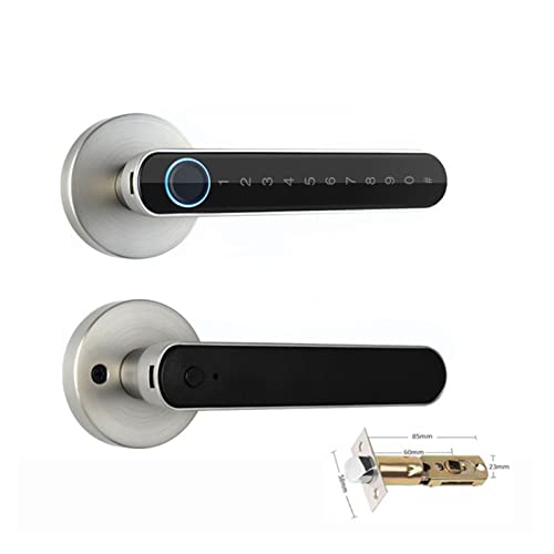 Smart Lock, Tuya Digital Electronic Smart Door Lock Biometrischer Fingerabdruck-Türgriff Keyless Digital Password Smart Home für die Haustür(Silver) von MINING
