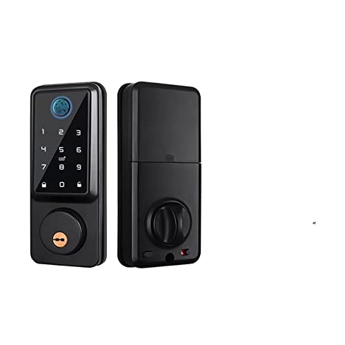 Smart Lock, Tuya Digital Electronic Smart Door Lock Biometrischer Fingerabdruck-Türgriff Keyless Digital Password Smart Home für die Haustür(Tuya WiFi-Black) von MINING