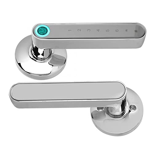 Smart Lock, Tuya Smart Door Lock Elektronischer biometrischer Fingerabdruck sperrt Passwortschlüssel Türgriff entsperren Smart Home Security Protection für die Haustür(Silver) von MINING