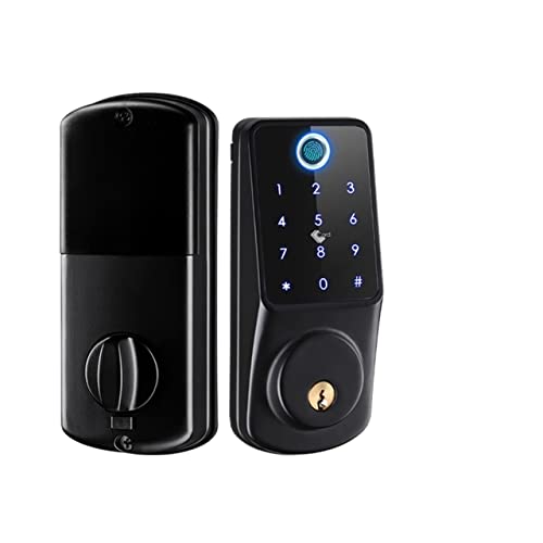 Smart Lock, Tuya Smart Fingerprint Digital Keypad Keyless Entry Elektronisches Schloss Ttlock App Control for Home Apartment für die Haustür(TTlock- Black) von MINING