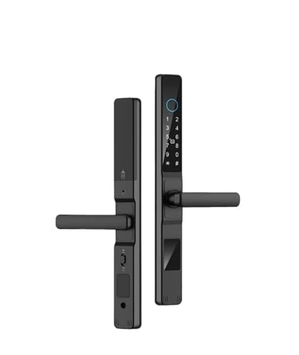 Smart Lock, Wasserdichtes Fingerabdruck-RFID-Schloss for Outdoor-Indoor-Pull-Push-Schiebetür mit Einsteckschloss 2585 3085 4085 für die Haustür(Black A TTLock 8550) von MINING