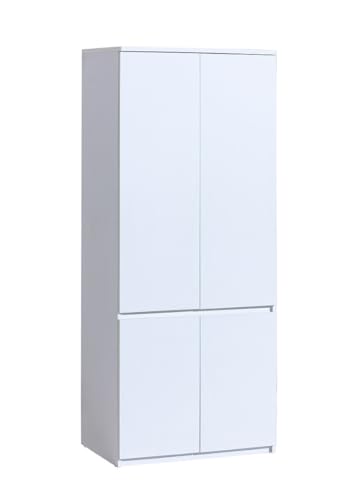 MINIO go for it - Kleiderschrank 80 cm Breit, Schlafzimmer Schrank mit 4 Türen und 1 Kleiderstange, ARCCA Serie, Kleiderschrank Weiß - B:80cm x H:195cm x T:52cm von MINIO go for it