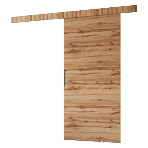 MINIO go for it - Schiebetür Komplettset CLEAN A, Schiebetüren, Wandmontage, Schiebetürsystem, Zimmertüren (Wotan Eiche/Schwarz, 106x205 cm) von MINIO go for it