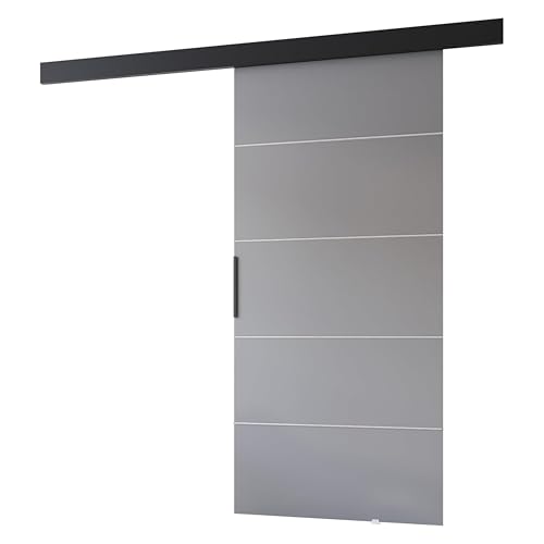 MINIO - Schiebetüren 86 cm, Schiebetür Zimmertür PRIM B, Schiebetürsystem für Zimmer, Dekorative Streifen, Wandmontage, Türe Innen - Silber/Schwarzer Griff, Grau/Schwarz MINIO - Schiebetüren 86 cm, Schiebetür Zimmertür PRIM B, Schiebetürsystem für Zimmer, Dekorative Streifen, Wandmontage, Türe Innen - Silber/Schwarzer Griff, Grau/Schwarz von MINIO go for it