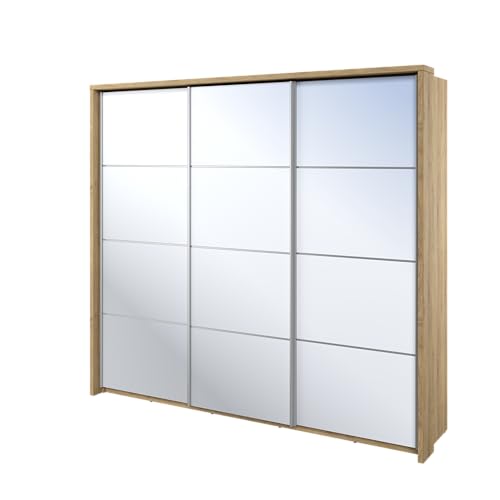 MINIO go for it - Dreitüriger Kleiderschrank ERTA 27, mit Spiegel, 240 cm, Kleiderschrank mit Schiebetüren, Farbe: Shetland Eiche MINIO go for it - Dreitüriger Kleiderschrank ERTA 27, mit Spiegel, 240 cm, Kleiderschrank mit Schiebetüren, Farbe: Shetland Eiche von MINIO go for it