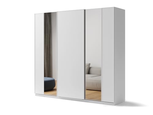 MINIO go for it - Dreitüriger Kleiderschrank Maxime 6, Schiebetürenschrank mit Spiegel, 250 cm, Farbe: Weiß matt von MINIO go for it