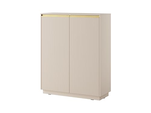 MINIO go for it - Hochkommode ROJALES, 104 cm, Geriffelte MDF-Fronten, Goldverzierung, hängend oder stehend, Farbe: Cashmere MINIO go for it - Hochkommode ROJALES, 104 cm, Geriffelte MDF-Fronten, Goldverzierung, hängend oder stehend, Farbe: Cashmere von MINIO go for it