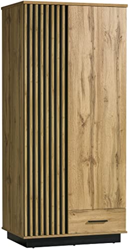 LAMIA - Kleiderschrank 90cm Breit, Kleiderschrank klein, Garderobenschrank mit Kleiderstange und 1 Schublade, Kleiderschränke für Schlafzimmer, Flur, Schlafzimmer, Wotan Eiche / Schwarz matt LAMIA - Kleiderschrank 90cm Breit, Kleiderschrank klein, Garderobenschrank mit Kleiderstange und 1 Schublade, Kleiderschränke für Schlafzimmer, Flur, Schlafzimmer, Wotan Eiche / Schwarz matt von MINIO go for it