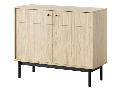 MINIO go for it - Kommode JUKON, Sideboard, 103.5 cm, Schwarze Holzbeine, Farbe: Linea Eiche von MINIO go for it
