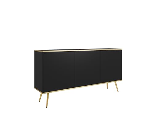 MINIO go for it - Kommode ORO 160 cm, Sideboard, mit goldenen Beinen, goldfarbener Rand, Farbe: Schwarz matt MINIO go for it - Kommode ORO 160 cm, Sideboard, mit goldenen Beinen, goldfarbener Rand, Farbe: Schwarz matt von MINIO go for it