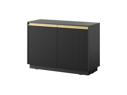 MINIO go for it - Kommode ROJALES, 104 cm, Geriffelte MDF-Fronten, Goldverzierung, hängend oder stehend, Farbe: Schwarz MINIO go for it - Kommode ROJALES, 104 cm, Geriffelte MDF-Fronten, Goldverzierung, hängend oder stehend, Farbe: Schwarz von MINIO go for it