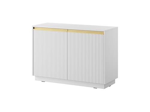 MINIO go for it - Kommode ROJALES, 104 cm, Geriffelte MDF-Fronten, Goldverzierung, hängend oder stehend, Farbe: Weiß MINIO go for it - Kommode ROJALES, 104 cm, Geriffelte MDF-Fronten, Goldverzierung, hängend oder stehend, Farbe: Weiß von MINIO go for it